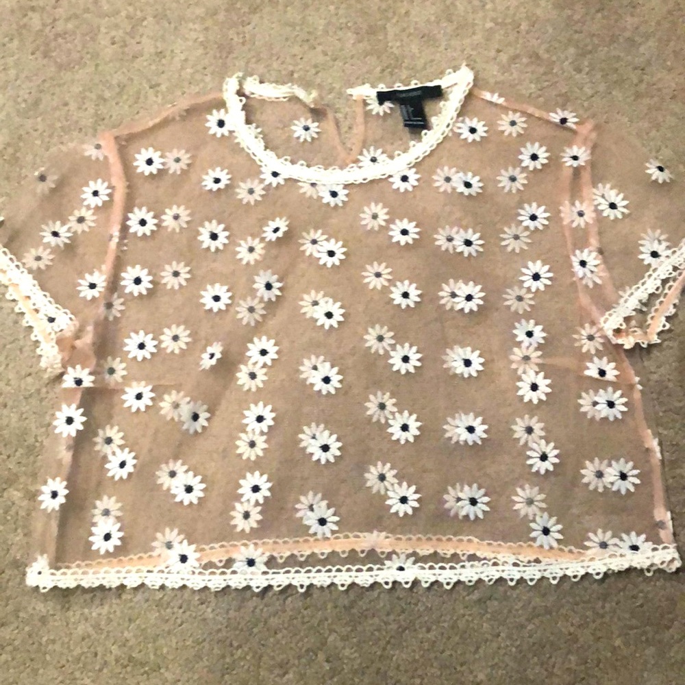 Never worn sheer flower crop top